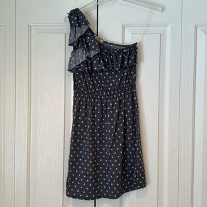 NWT Francesca’s Grey Everly Dottie The Lovely One Shoulder Dress size S